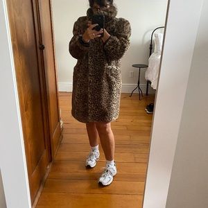 Faux Fur Knee Length Coat - size S